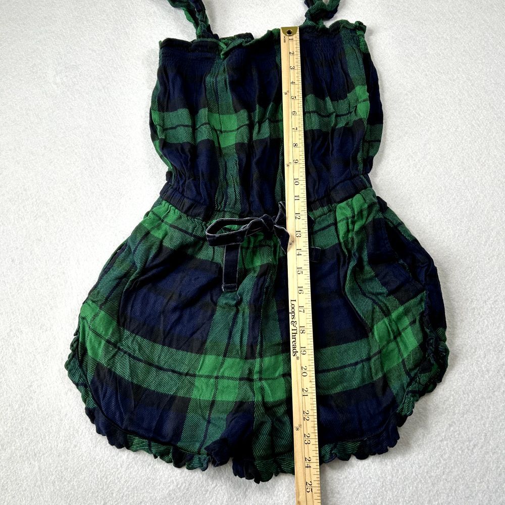 Aerie Pajama Sleepwear Romper Womens Small Green & Blue Plaid‎ with Pockets NWT - Picture 6 of 10